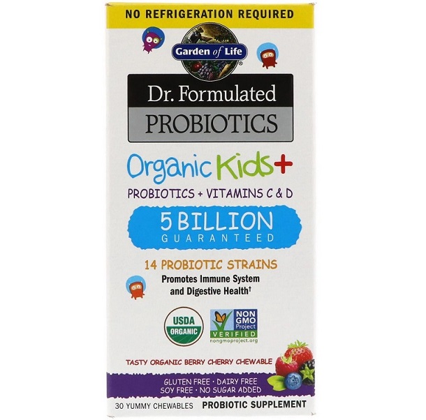 Probiotika til børn  Dr. Formulated Probiotics Kids+, Berry Cherry - 30 chewables
