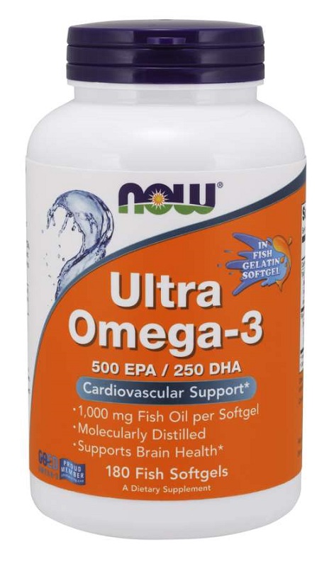 Omega-3 fiskeolie  Ultra Omega-3 (In Fish Gelatin bløde kapsler) - 180 fish bløde kapsler