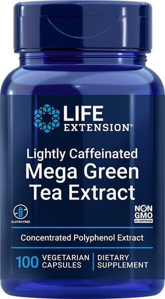 Grøn te-ekstrakt  Lightly Caffeinated Mega Green Tea Extract - 100 veg. kapsler