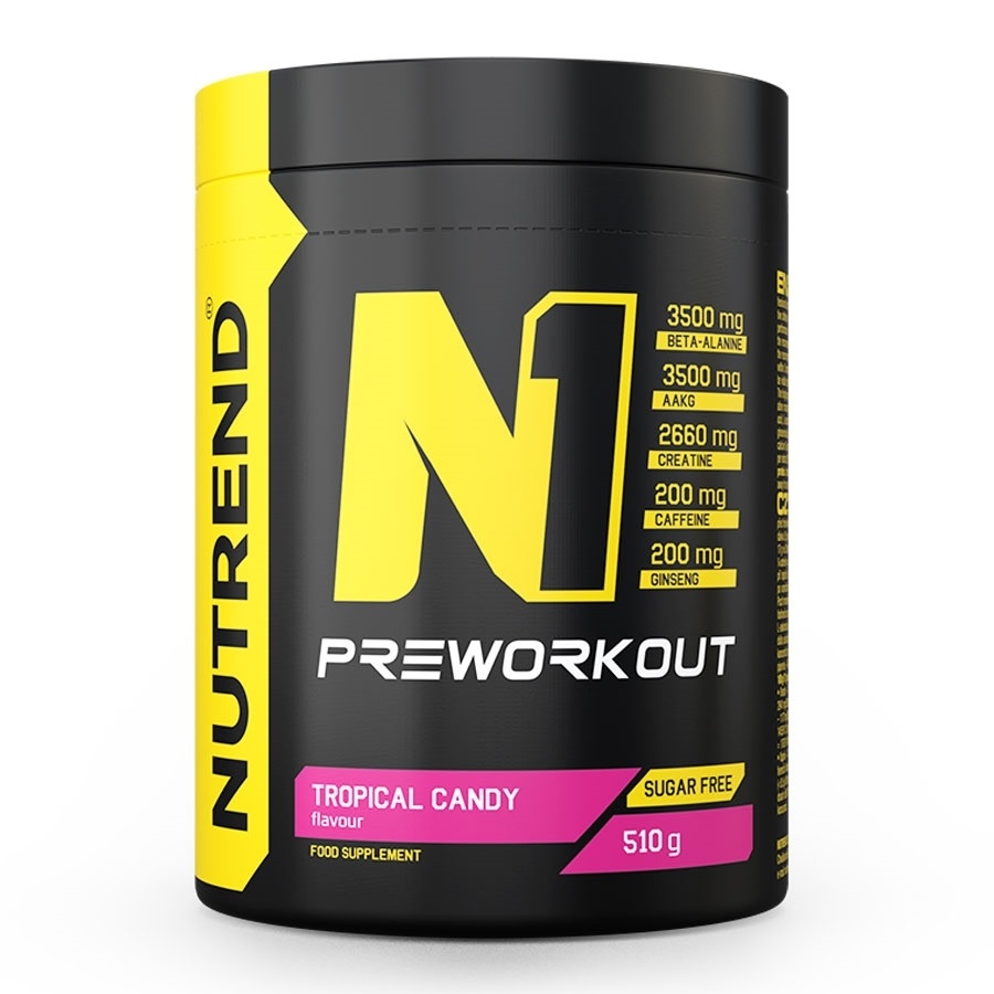 Nutrend N1 Pre-Workout, Tropical Candy - 510 g pulver