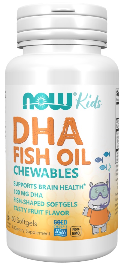 Omega-3 fiskeolie  DHA Kids Fish Oil Chewables, 100mg - 60 bløde kapsler