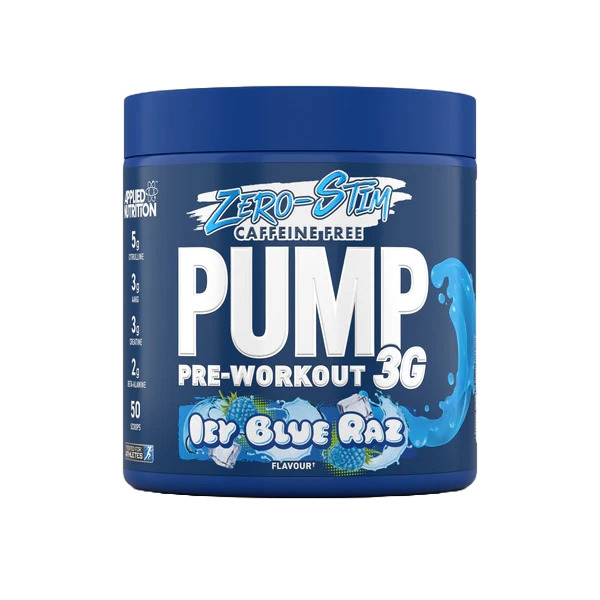 Præ-træningsprodukt med stimulerende virkning Pump 3G Pre-Workout (Zero Stimulant), Icy Blue Raz (EAN 5056555204993) - 375g