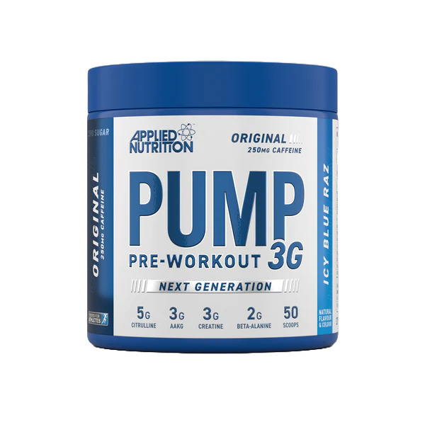 Præ-træningsprodukt med stimulerende virkning Pump 3G Pre-Workout, Icy Blue Raz 375 g