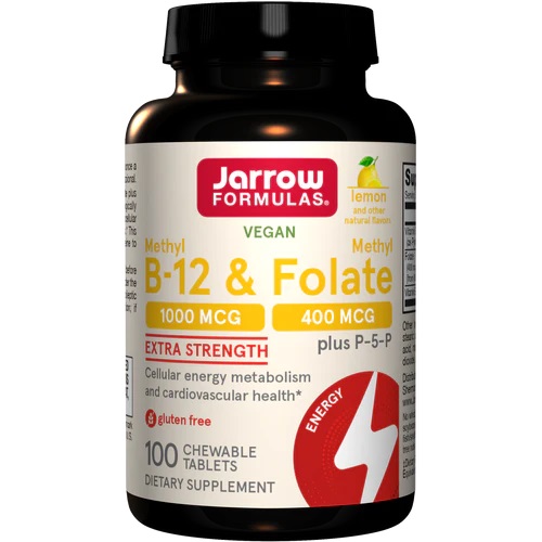 B12-vitamin  Methyl-B-12 & methylfolat  Jarrow Formulas  60 tyggetabletter