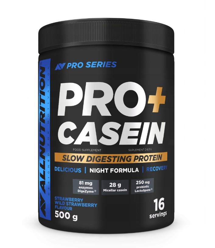 Allnutrition - Pro+ Casein, Strawberry-Wild Strawberry - 500g