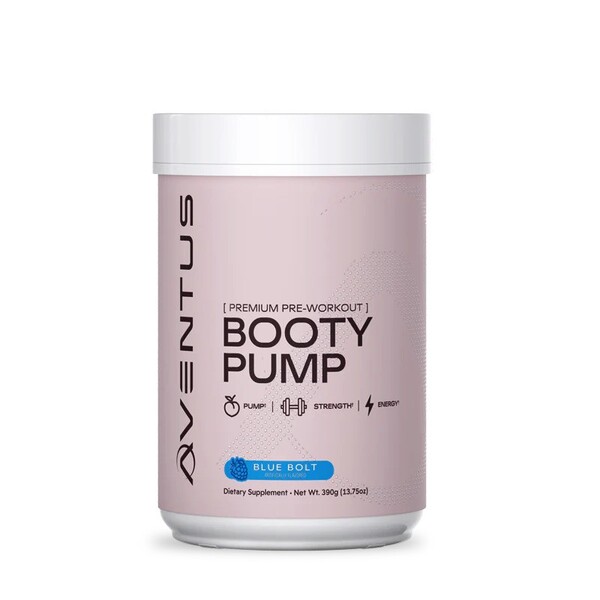Aventus Supplements - Booty Pump - Premium Pre-Workout, Blue Bolt - 390g