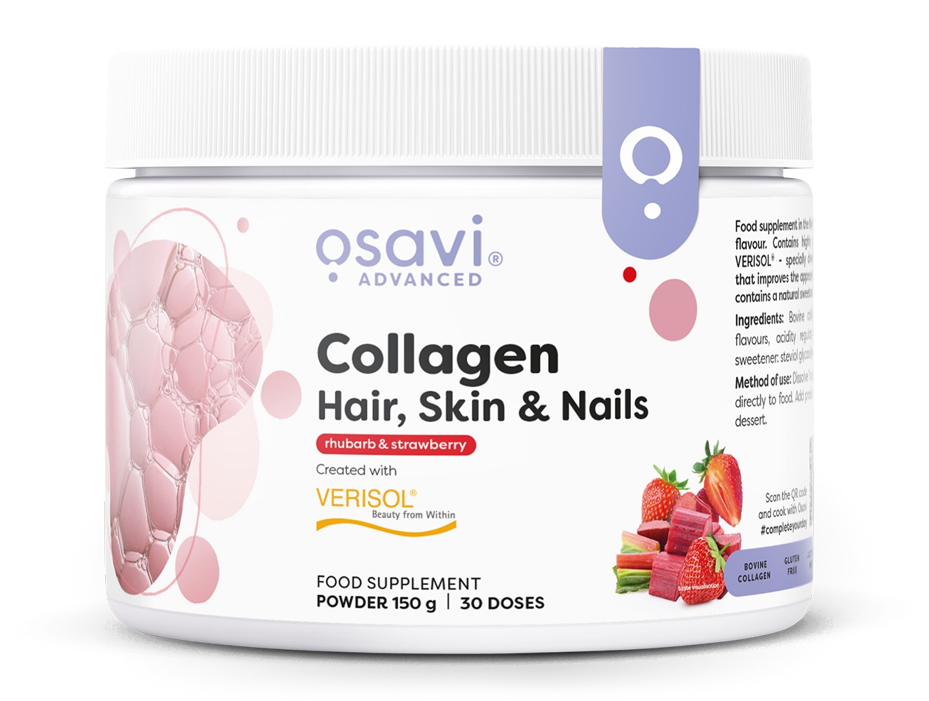 Kollagenpeptider  Collagen Peptides, Rhubarb & Strawberry  150g