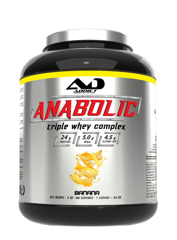 Addict Sport Nutrition - Anabolic Triple Whey Complex, Banana - 2000g