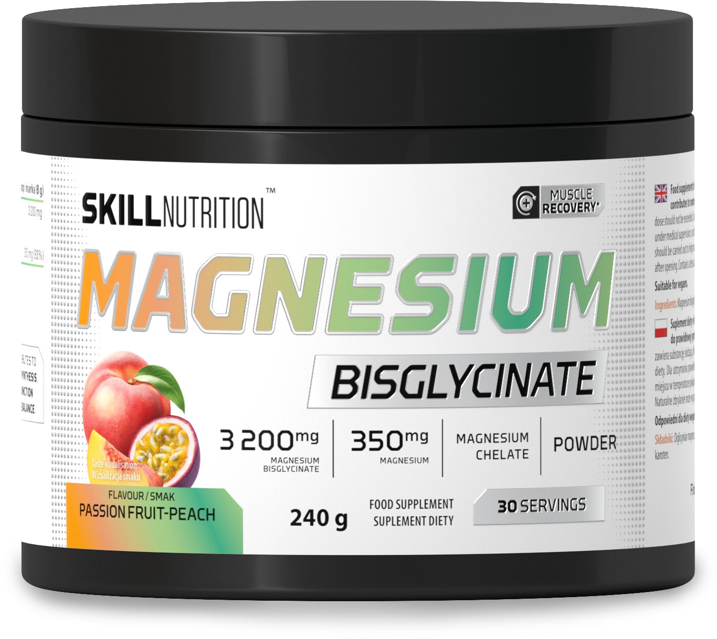 Magnesiumglycinat Magnesiumbisglycinat, passionsfrugt-fersken 240 g