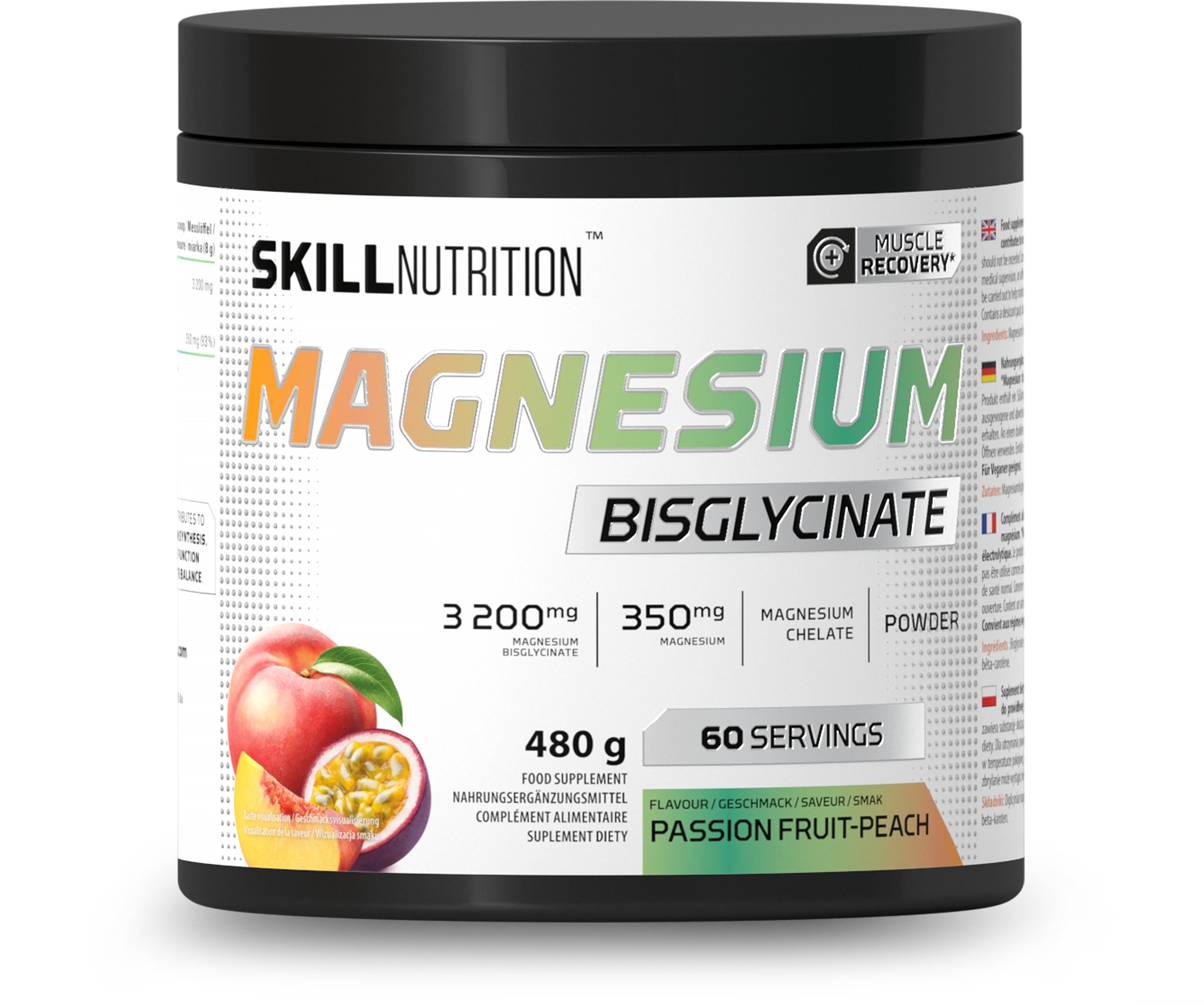 Magnesiumglycinat Magnesiumbisglycinat, passionsfrugt-fersken 480 g