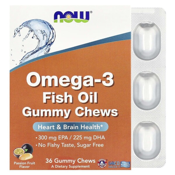 Omega-3 fiskeolie  Omega-3 Fish Oil Gummy Chews, Passion Fruit  36 chews
