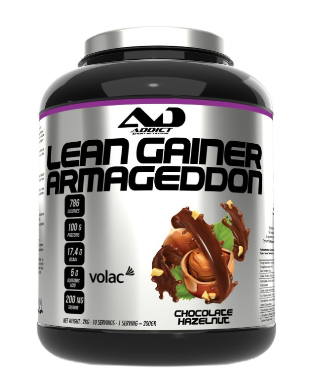 Addict Sport Nutrition - Lean Gainer Armageddon, chokolade-hasselnød + 2000 g