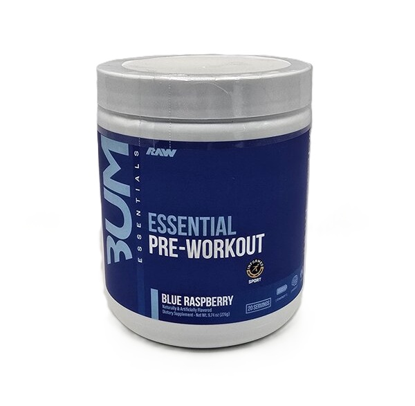 Præ-træningsprodukt med stimulerende virkning Raw Nutrition CBUM Essential Pre-Workout, blå hindbær 276 g