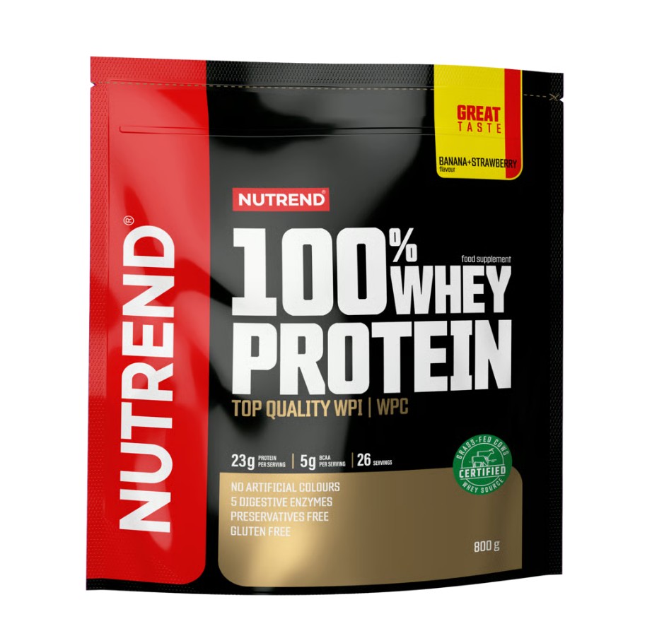 Nutrend 100% Valleprotein, banan + jordbær 800 g