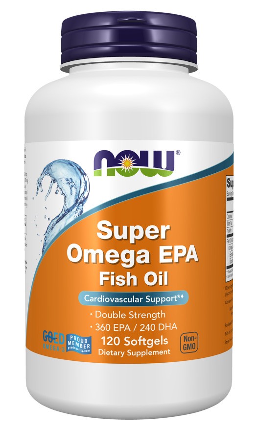 Omega-3 fiskeolie  Super Omega EPA, molekylært destilleret  120 bløde kapsler