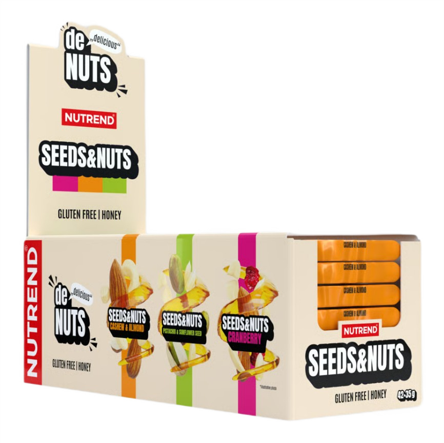 Proteinbarer & snacks Nutrend Denuts Seeds & Nuts bar, Cashew & Almond - 42 x 35 g