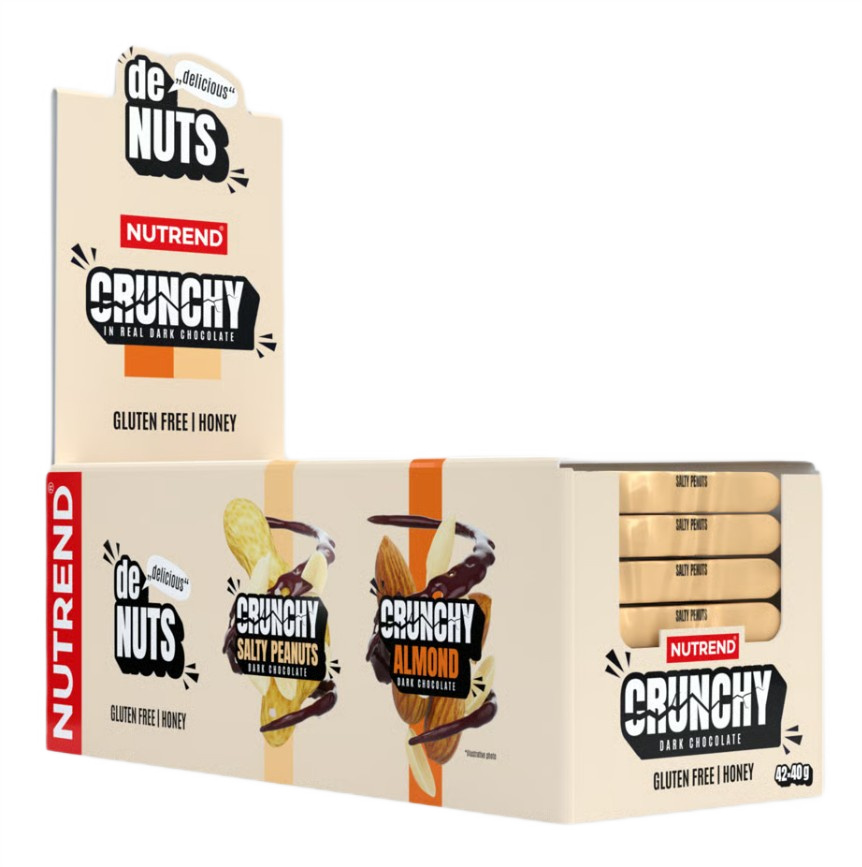 Proteinbarer & snacks Nutrend Denuts Crunchy bar, Salty Peanuts Dark Chocolate - 42 x 40 g