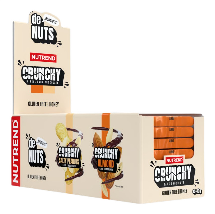 Proteinbarer & snacks Nutrend Denuts Crunchy bar, Almond Dark Chocolate - 42 x 40 g