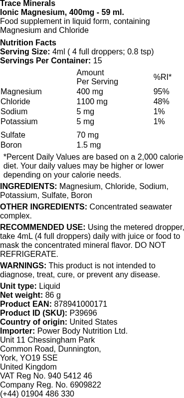 Ionic Magnesium, 400mg - 59 ml.